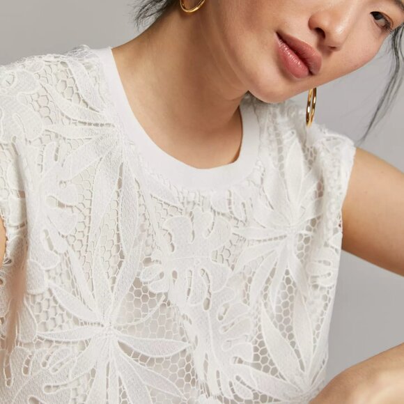 NWT Anthropologie Corey Lynn Calter White Tina Lace Blouse - Picture 2 of 15